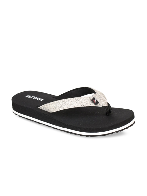 

REFOAM Women Black & White Solid Thong Flip-Flops