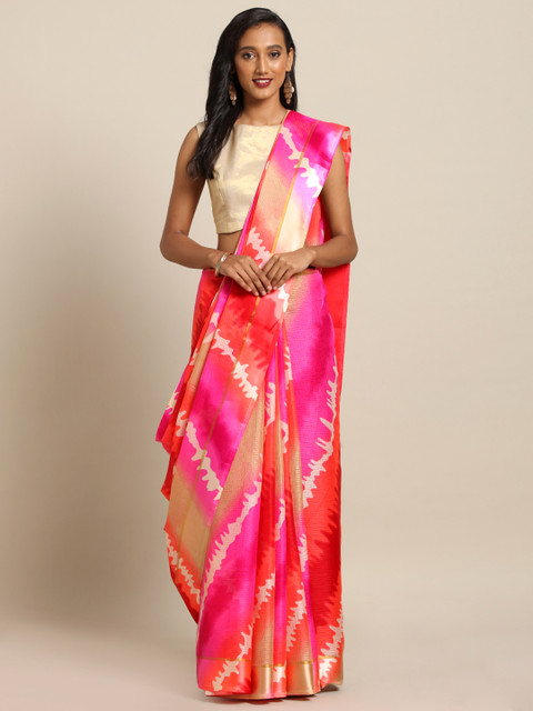 

VASTRANAND Pink & Cream-Coloured Supernet Dyed Kota Saree
