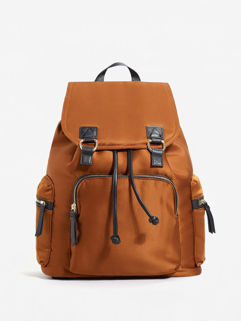 

MANGO Women Mustard Brown Solid Backpack