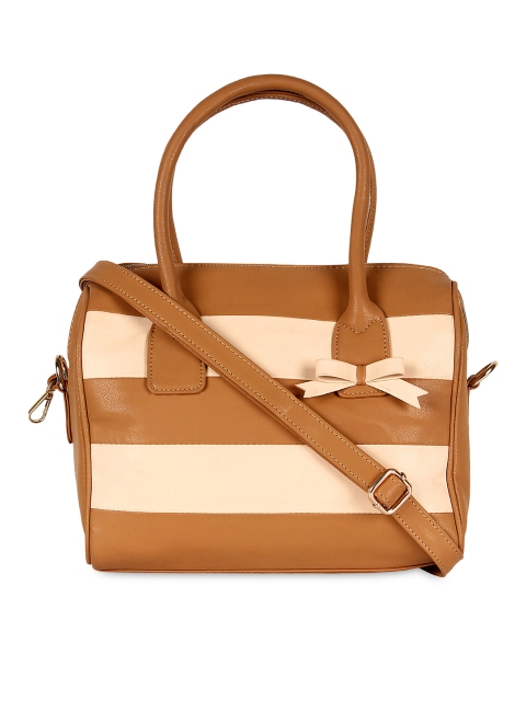 

Berrypeckers Tan Brown Striped Handbag