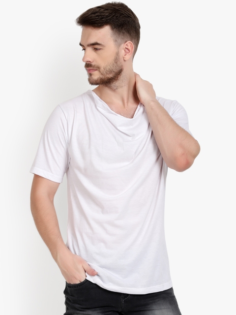 

PAUSE SPORT Men White Solid Cowl Neck T-shirt