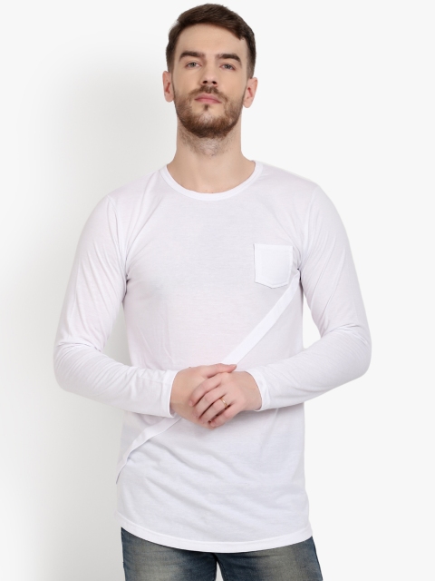 

PAUSE SPORT Men White Solid Round Neck T-shirt