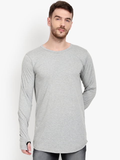 

PAUSE SPORT Men Grey Solid Round Neck T-shirt