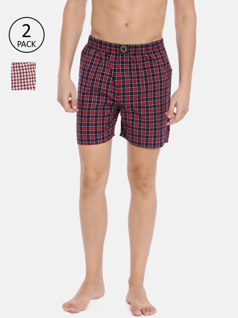 

Joven Men Pack of 2 Red & Black Checked Boxers JB2N086