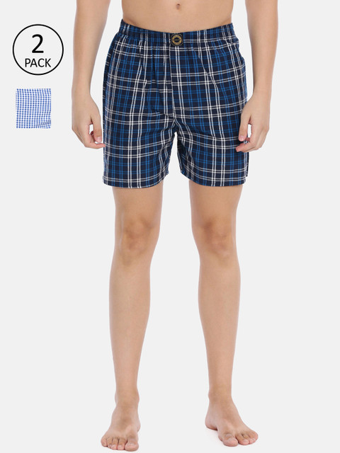 

Joven Men Pack Of 2 Checked Boxers JB2N083, Blue