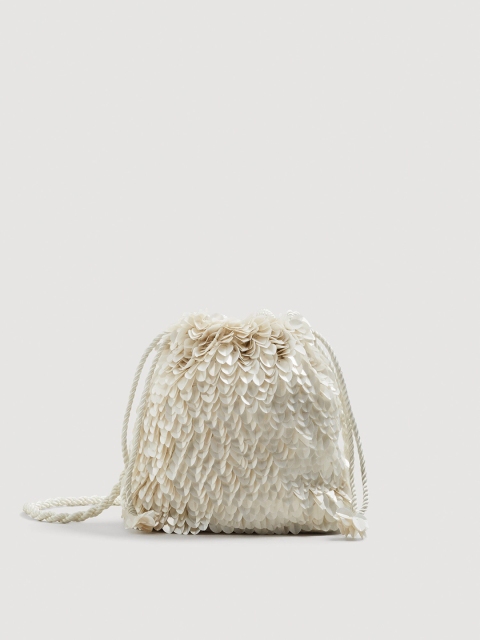 

MANGO Off-White Sequinned Handheld Bag