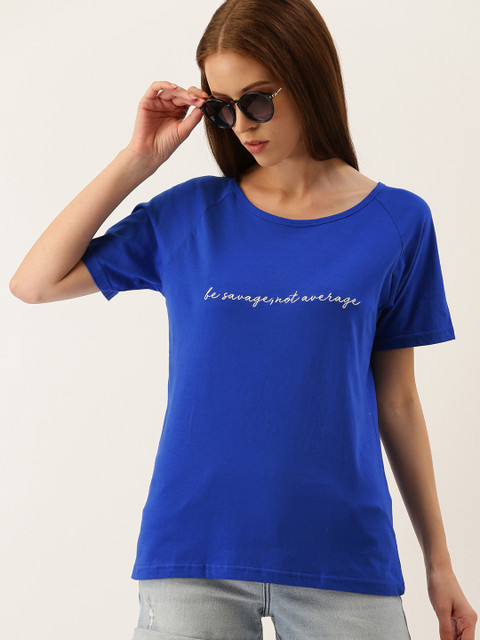 

Moda Rapido Women Blue Printed Round Neck T-shirt