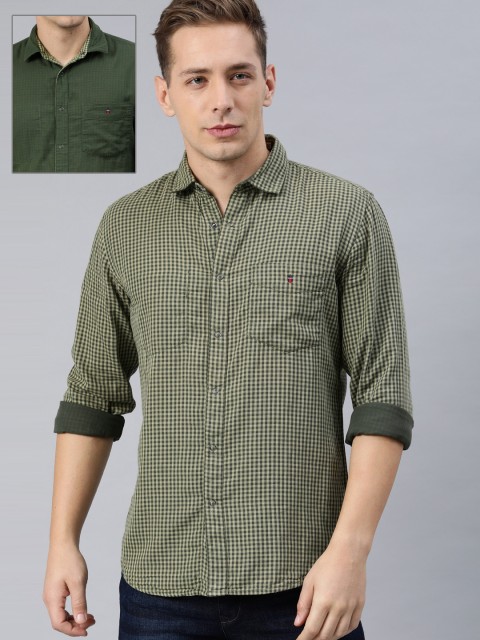 

Louis Philippe Jeans Men Olive Green Slim Fit Checked Casual Reversible Shirt