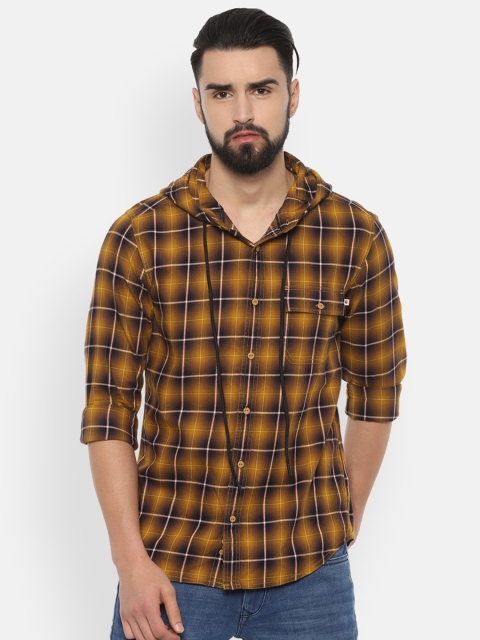 

Louis Philippe Jeans Men Mustard & Black Slim Fit Checked Casual Shirt