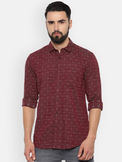 

Louis Philippe Jeans Men Maroon Slim Fit Printed Casual Shirt