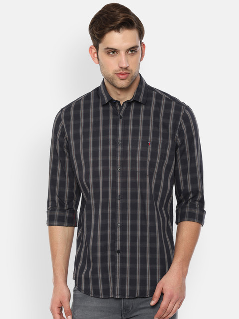 

Louis Philippe Jeans Men Black Slim Fit Checked Casual Shirt