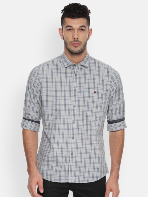 

Louis Philippe Jeans Men Grey Slim Fit Checked Casual Shirt