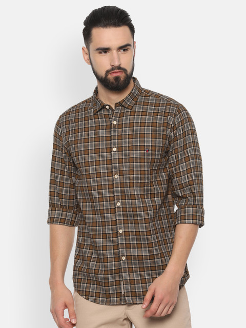 

Louis Philippe Jeans Men Brown & Black Slim Fit Checked Casual Shirt