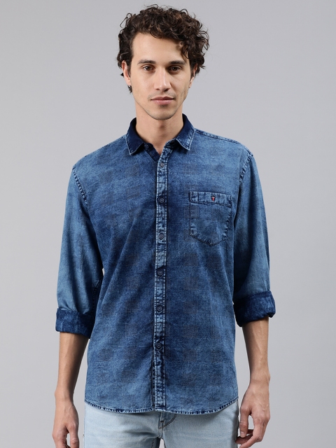 

Louis Philippe Jeans Men Blue Slim Fit Faded Casual Denim Shirt