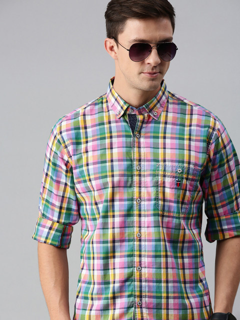 

Louis Philippe Jeans Men Multicoloured Tailored Fit Checked Casual Shirt, Multi