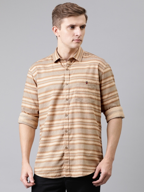 

Louis Philippe Jeans Men Beige & Brown Slim Fit Striped Casual Shirt