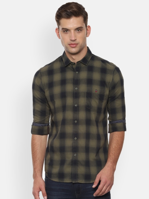 

Louis Philippe Jeans Men Olive Green Slim Fit Checked Casual Shirt