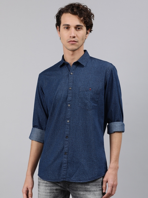 

Louis Philippe Jeans Men Navy Blue & Black Slim Fit Printed Casual Shirt