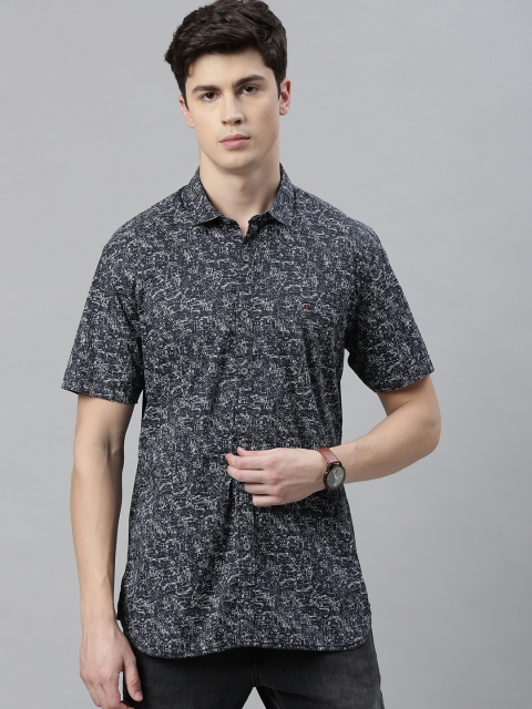 

Louis Philippe Jeans Men Charcoal Grey & White Slim Fit Printed Casual Shirt