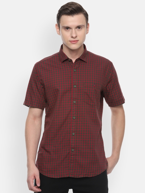 

Louis Philippe Jeans Men Red & Green Slim Fit Checked Casual Shirt