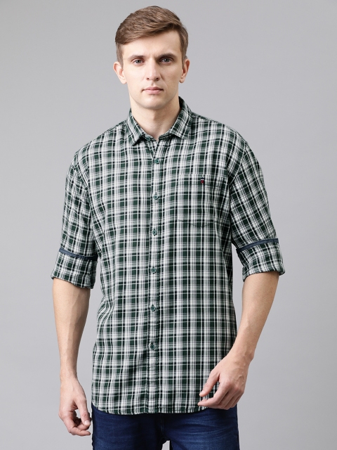 

Louis Philippe Jeans Men Green & White Slim Fit Checked Casual Shirt