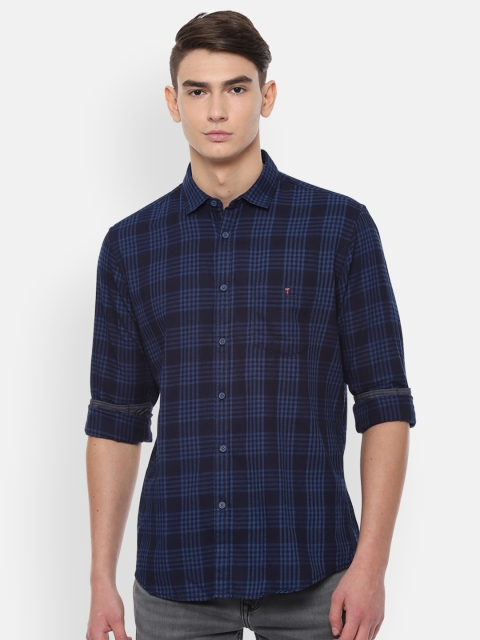 

Louis Philippe Jeans Men Navy Blue Slim Fit Checked Casual Shirt