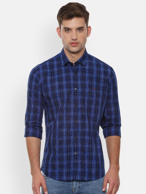 

Louis Philippe Jeans Men Navy Blue Slim Fit Checked Casual Shirt