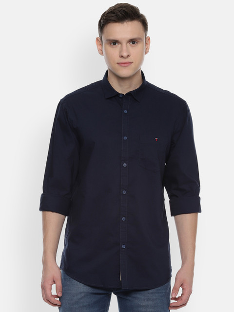 

Louis Philippe Jeans Men Navy Blue Slim Fit Solid Casual Shirt