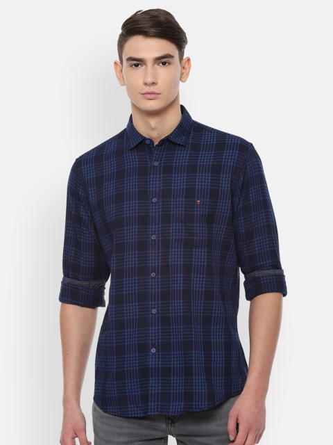 

Louis Philippe Jeans Men Navy Blue Slim Fit Checked Casual Shirt