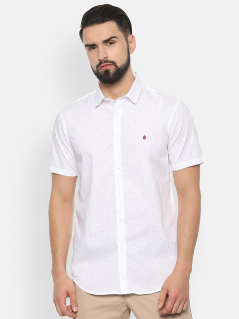

Louis Philippe Jeans Men White Slim Fit Printed Casual Shirt