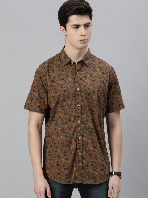

Louis Philippe Jeans Men Brown & Black Slim Fit Printed Casual Shirt