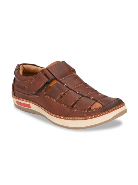 

MENGLER Men Brown Solid Shoe-Style Sandals