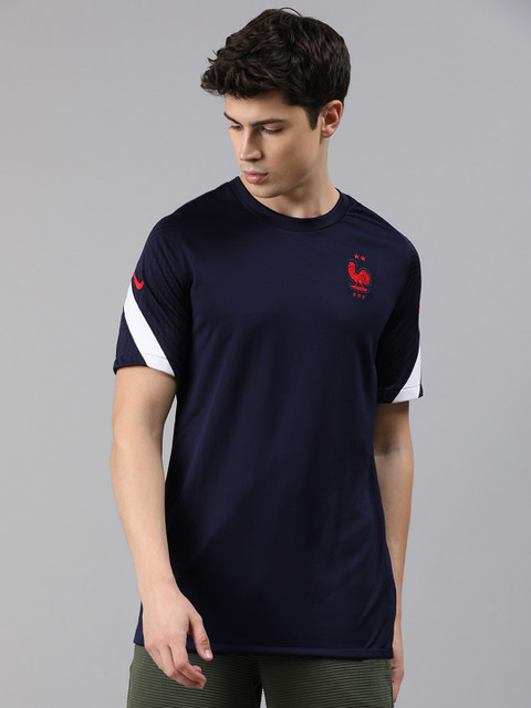 

Nike Men Blue Solid Dri Fit BRT STRK Round Neck Football T-shirt