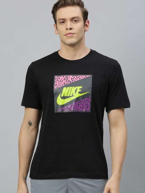 

Nike Men Black Printed AQUA FUTURA Round Neck Pure Cotton T-shirt