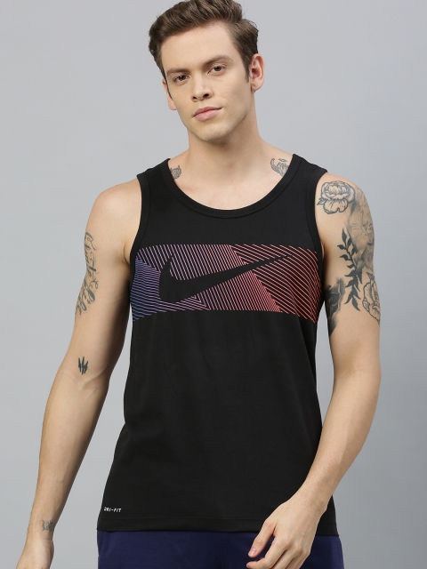 

Nike Men Black Printed AS DFC LV Dri-Fit Round Neck Tank T-shirt