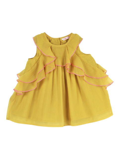 

Budding Bees Girls Yellow Solid A-Line Top