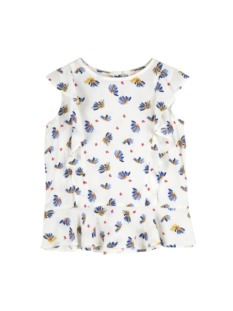 

Budding Bees Girls Off-White Printed A-Line Top