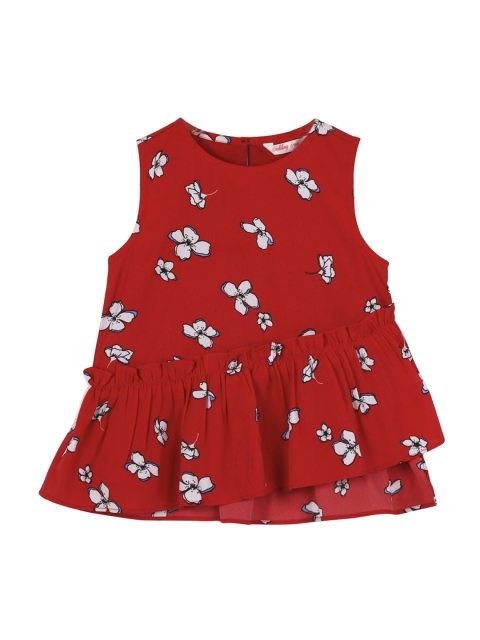 

Budding Bees Girls Red Floral Print A-Line Top