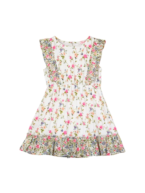 

Budding Bees Girls White Printed Fit and Flare Dress