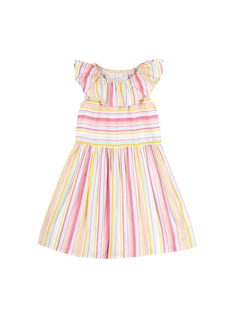 

Budding Bees Girls Multicoloured Striped Fit and Flare Dress, Multi