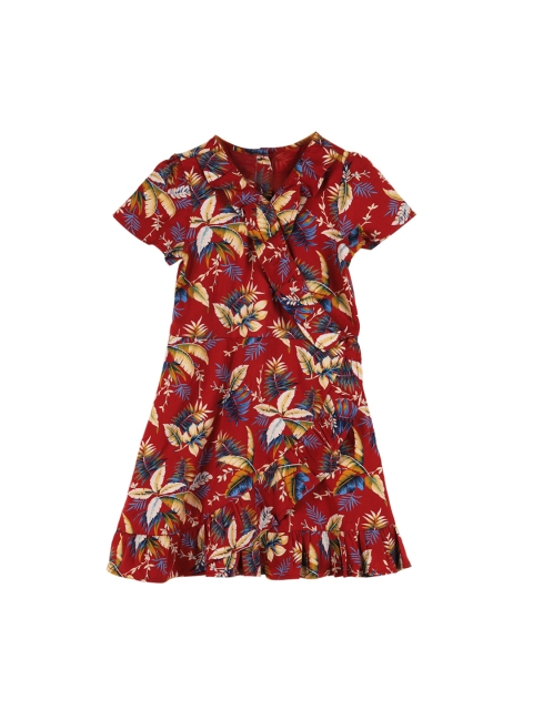 

Budding Bees Girls Red Printed Fit and Flare Dress