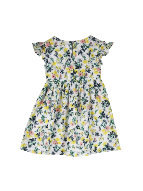 

Budding Bees Girls White Floral Print Fit and Flare Dress
