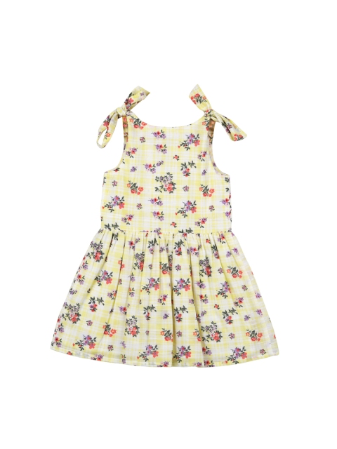 

Budding Bees Girls Yellow Floral Print Fit and Flare Dress