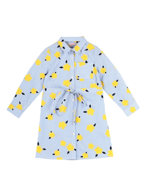 

Budding Bees Girls Blue Printed Shirt Dress