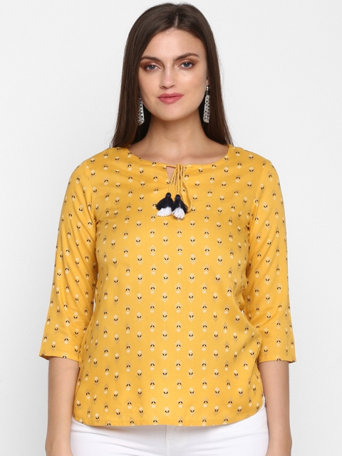

Teal19 Women's Yellow & White Printed Tunic