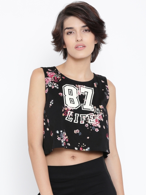 

Vero Moda Black Printed Crop Top