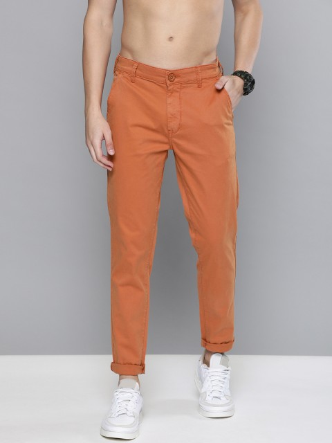 

HERE&NOW Men Rust Orange Slim Fit Solid Chinos