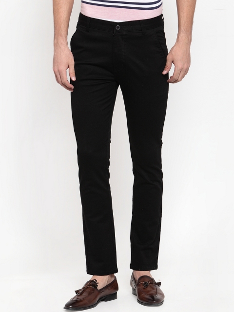 

Rodamo Men Black Slim Fit Solid Regular Trousers