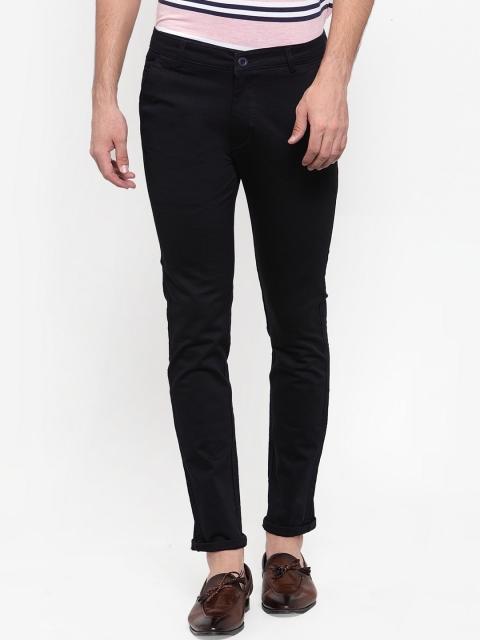 

Rodamo Men Navy Blue Slim Fit Solid Regular Trousers