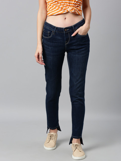 

HERE&NOW Women Blue Skinny Fit Mid-Rise Clean Look Stretchable Jeans